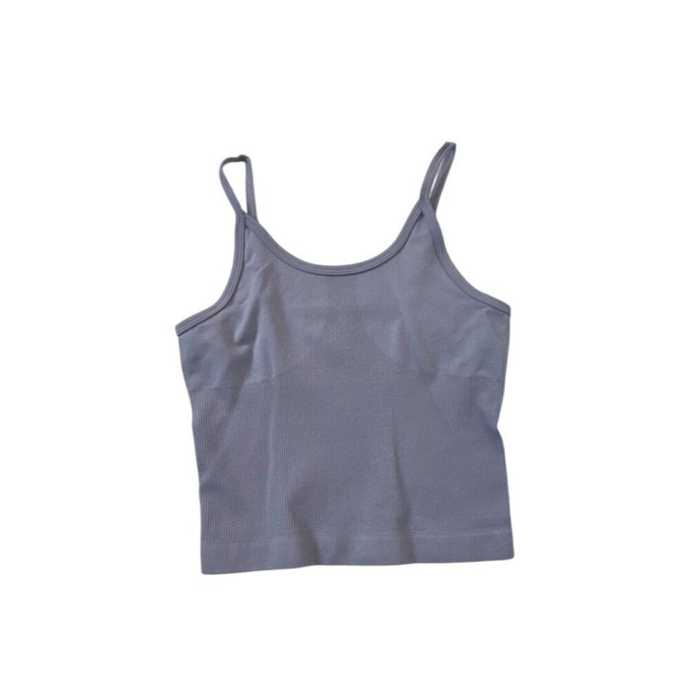 Seamless Light Gray Ribbed Tank Top 92% Polyamide 8% Elastane Small